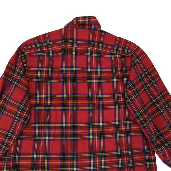 LL Bean Red Plaid Flannel Button-down Shirt Men's Medium Made in USA 100% Cotton - Picture 5 of 9